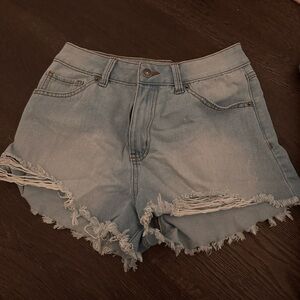 Denim Frayed Hem Women's Shorts